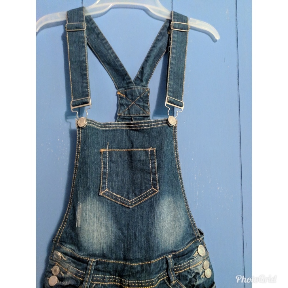 Denim skinny jean overalls